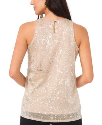 Women's Metallic-Print Sleeveless Top