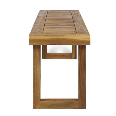 Streamdale Nestor Acacia Wood Slat Panel Bench For Outdoor Dining Or Seating
