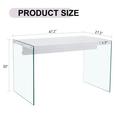 Streamdale Modern Coffee Table MDF Top, Clear Glass Sides