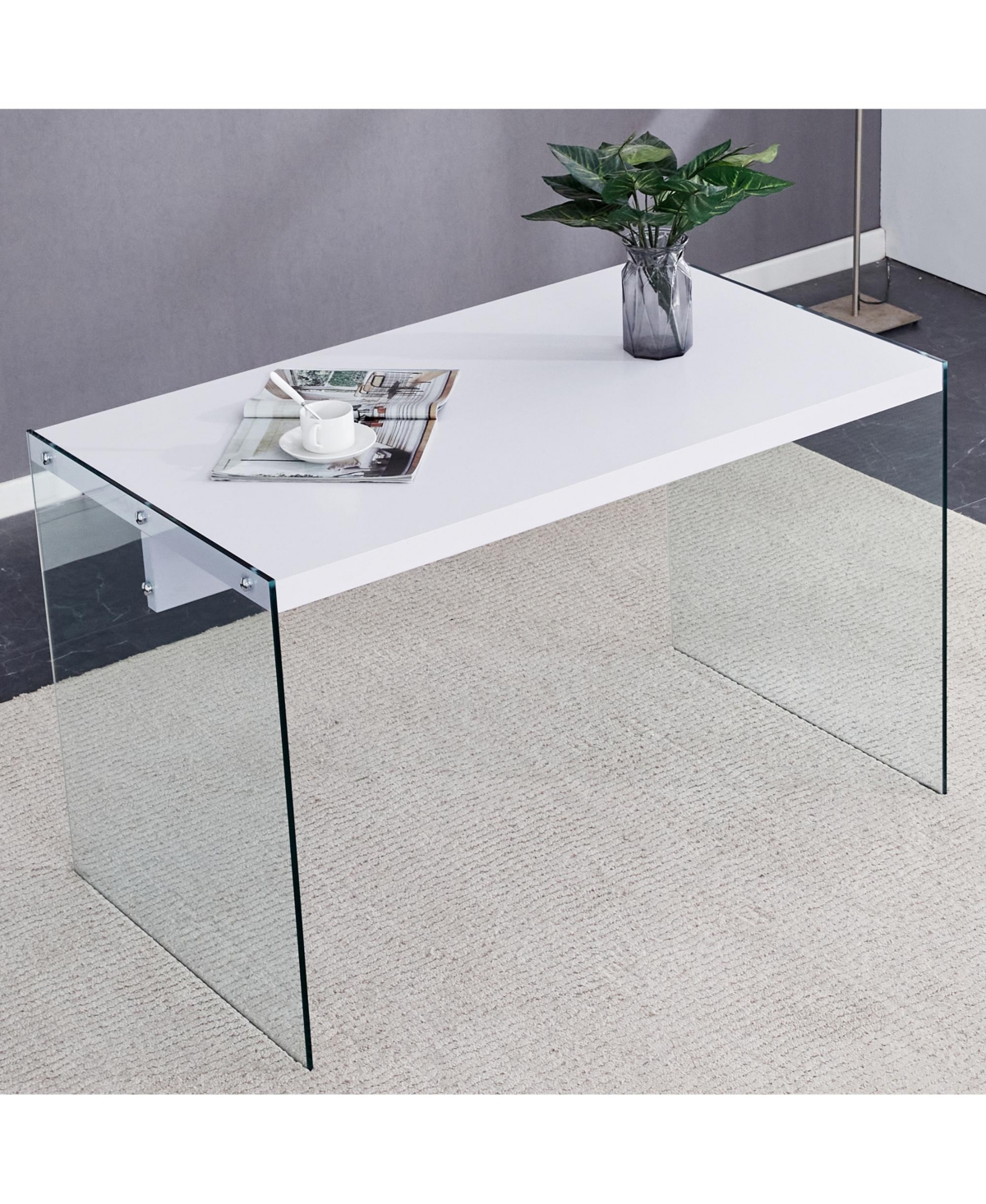 Streamdale Furniture The top of the coffee table is made of Mdf andstickers, and the sides are clear tempered glass. The design is simple and e