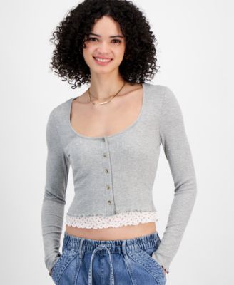 Just Polly - Juniors' Layered-Look Cardigan Top