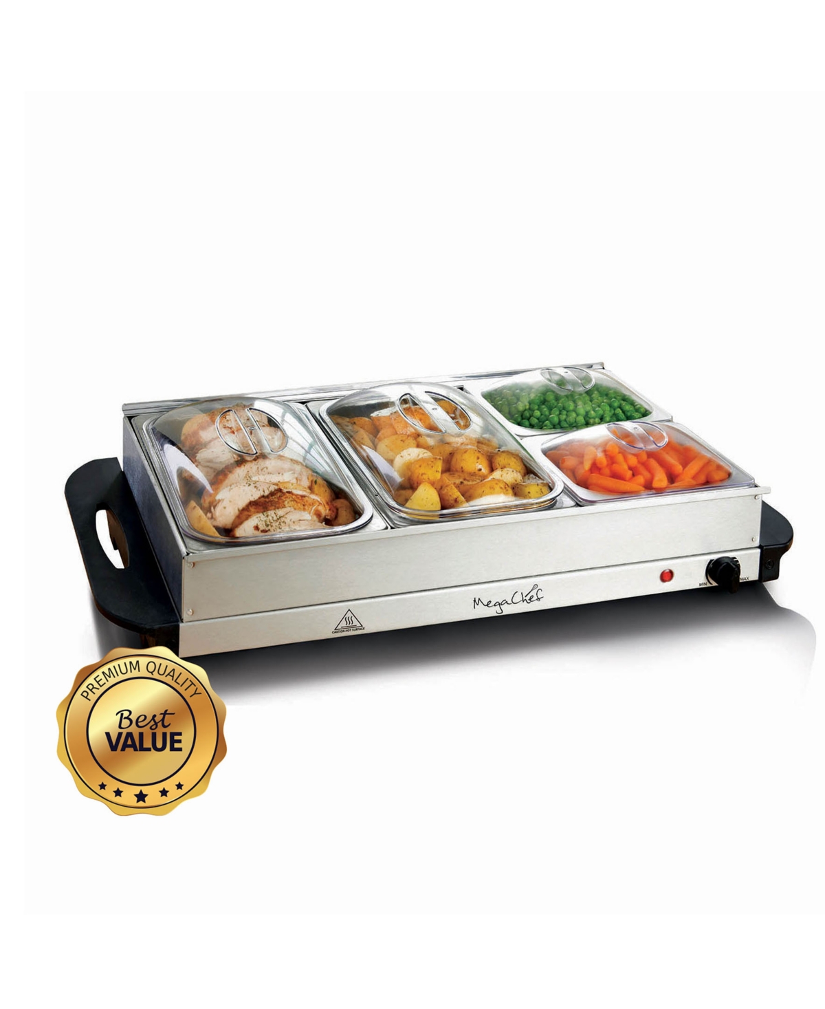 Megachef 4 Section Buffet Server Food Warmer In Silver