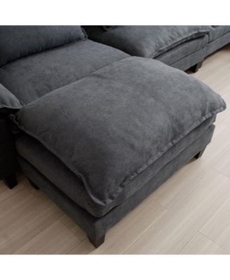 154.8" Oversized Modular Sofa, Ice Velvet Large U-Shaped Couch Comfy Upholstered 4-Seat Sofa with 2 Ottoman, 4 Lumbar Pillow, Deep Seat Couch for Living Room