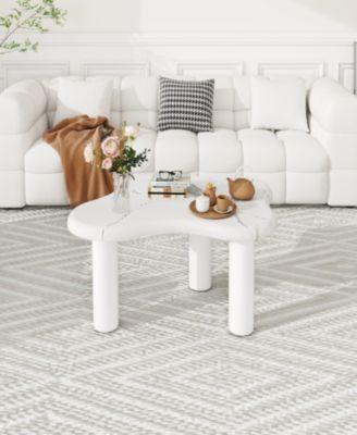 Cloud Coffee Table Classic Modern Marbling Tea Table, Irregular Indoor End Table For Living Room Apartment Free Shape with 3 Legs