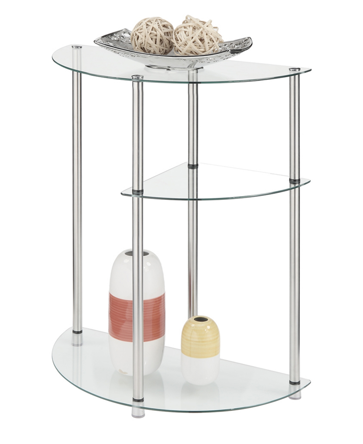 Convenience Concepts Designs2go Classic Glass 3 Tier Display Entryway Hall Table In Glass,chrome