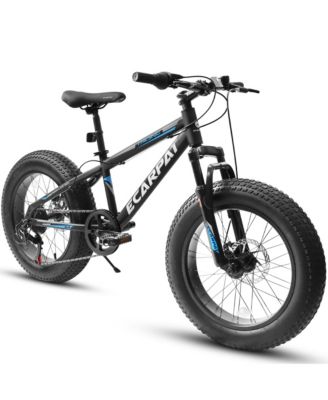 20 inch Fat Tire Bike Adult/Teen Full Shimano 7 Speed Mountain Bike, Dual Disc Brakes, High Carbon Steel Frame, Front Suspension, Mountain Dirt Bike, City Commuter City Bike, Fat Tire Bike