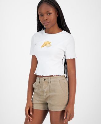 Juniors' High-Rise Utility-Pocket Shorts