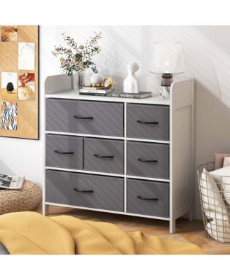 7-Drawer Dresser for Bedroom Chest of Drawers with 2 Large Fabric Bins