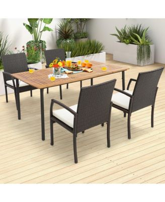4PCS Patio PE Wicker Dining Chairs with Soft Zippered Cushion Armchairs Backyard