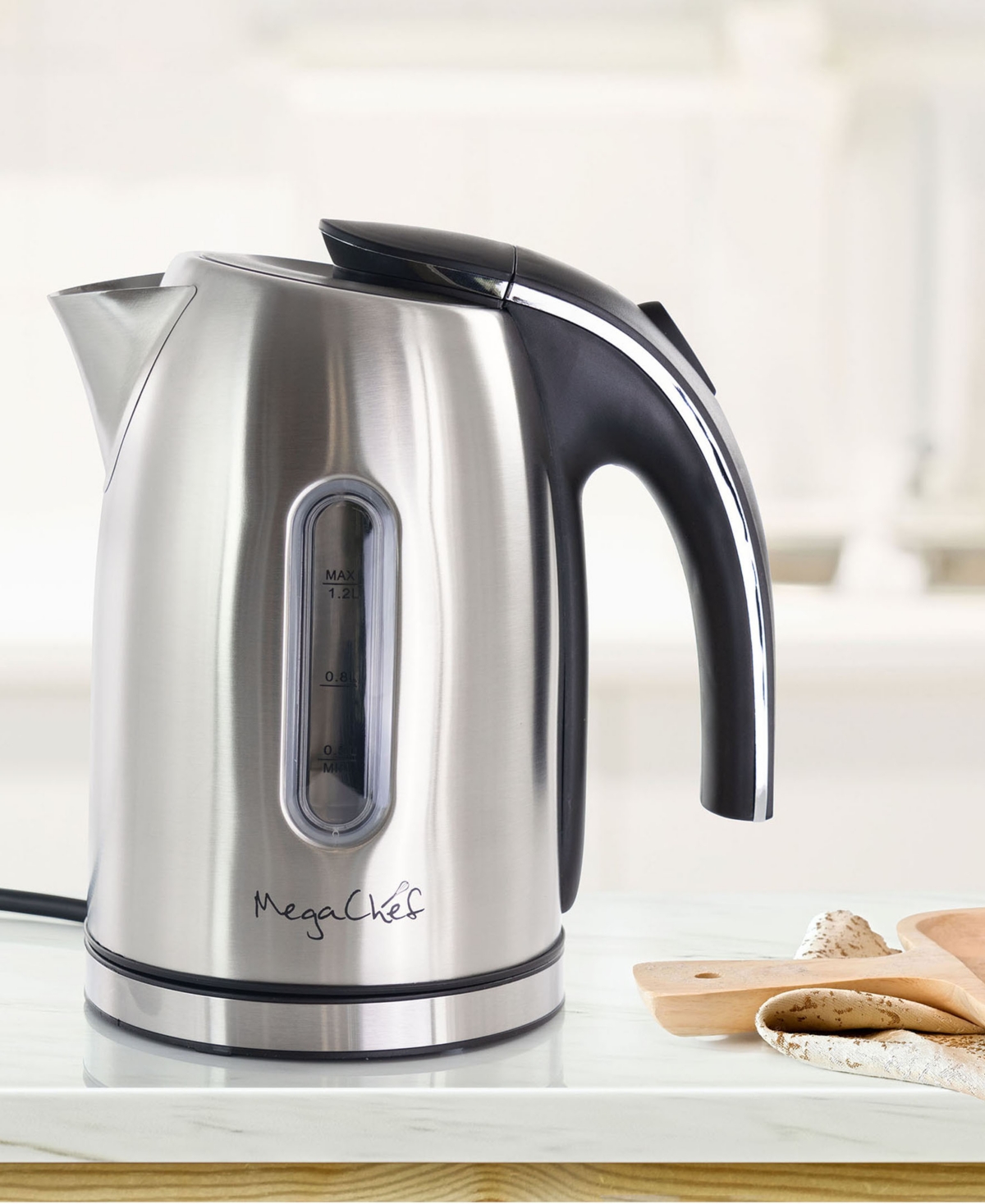 Megachef 1.2 Quart Steel Electric Tea Kettle In Silver