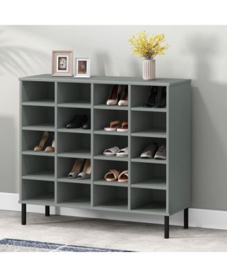 Shoe Rack with Metal Legs Gray 37.4"x13.8"x33.9" Solid Wood OSLO