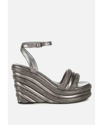 Womens My Bliss Rhinestone Studded Wedge Sandals