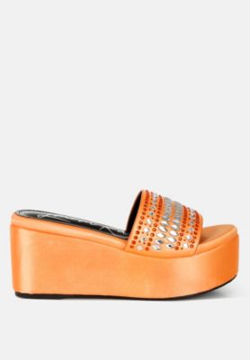 Womens Batanga Diamante & Rhinestone Detail Stylish  Flatforms