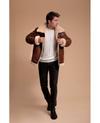 Men's Leather Sheepskin Jacket, Brown, Created for Macy's