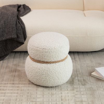 WKJ1Y White snowman stool, Greig plush cushion, playful and cute, suitable for any spacehite