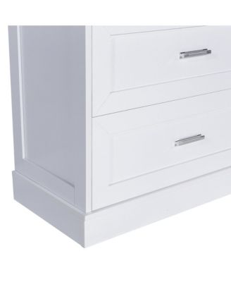 Simplie Fun Tall Bathroom Storage Cabinet, Cabinet with Two Doors and Drawers, Adjustable Shelf, MDF Board, White