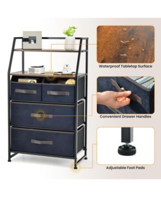4-Drawer Free Standing Storage Dresser with 2 Open Shelves