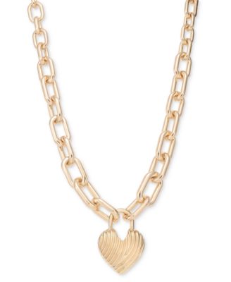 I.N.C. International Concepts - Gold-Tone Large Heart Chunky Link Pendant Necklace, 18" + 3" extender