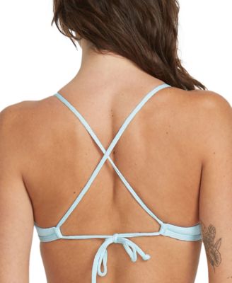 Juniors' Pucker Up Cross-Back Halter Bikini Top