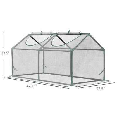 4' x 2' x 2' Portable Mini Greenhouse, Small Greenhouse with PVC Cover, Roll-up Zippered Windows for Indoor, Outdoor Garden, Clear