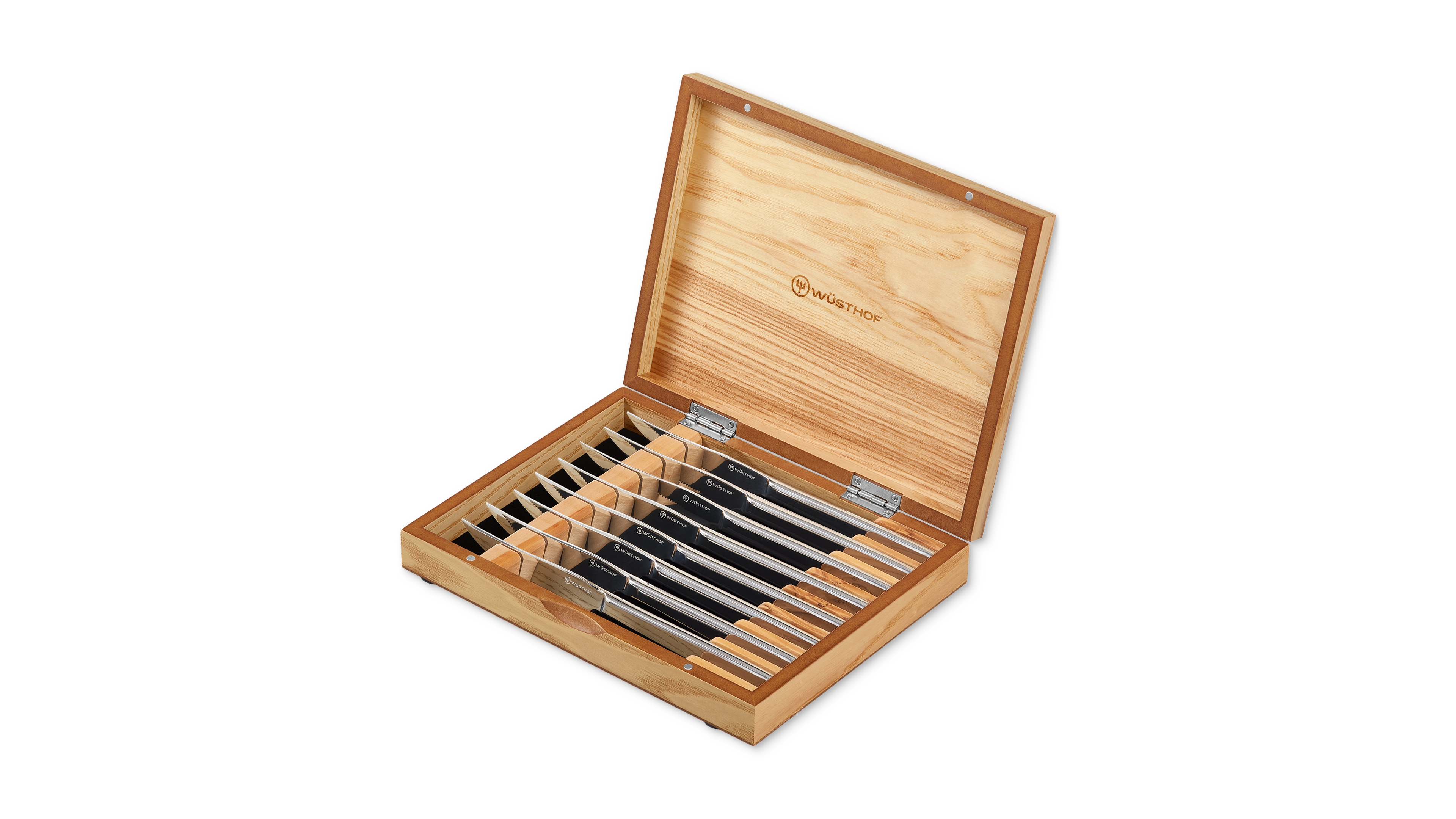 Wusthof 8-Piece Stainless Steak Knife Set in Olivewood Chest
