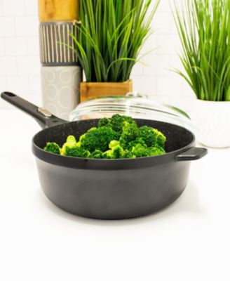 GEM 11" Nonstick Saute Pan 4.6Qt., Detachable Handle, Black, Glass Lid