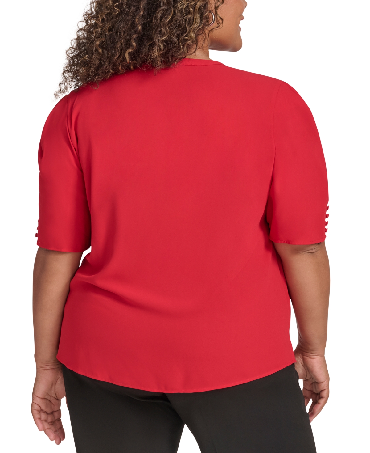Calvin Klein Plus Size Split-Neck Short-Sleeve Blouse