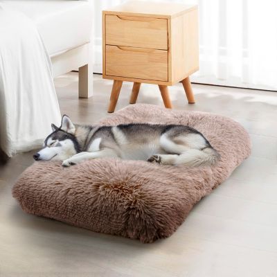 Pet Bed Mat, Plush Eyelash Faux Fur Calming Blanket Carpet Rug Mattress for Cats and Dogs in Tufted Design