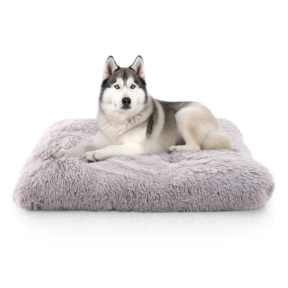 Pet Bed Mat, Plush Eyelash Faux Fur Calming Blanket Carpet Rug Mattress for Cats and Dogs in Tufted Design - Taupe