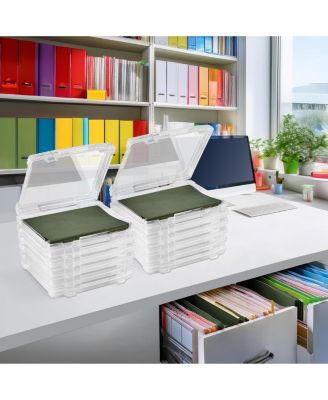 Set of 12 Thin Hanging File Organizer Bin Clear Plastic Stackable for Document Storage