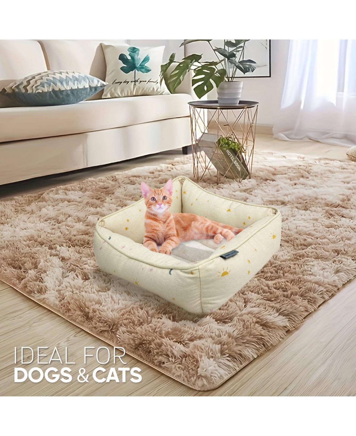 Paw & Decor Paws and Decor Celestial Cuddler Pet Bed for Dogs and Cats, Stellar Design Printed Dog Beds, Durable & Ultra-Plush Material