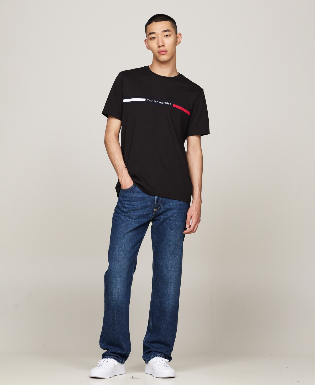 Shop Tommy Hilfiger Men's Big & Tall Chest Insert Short Sleeve T-shirt In Black