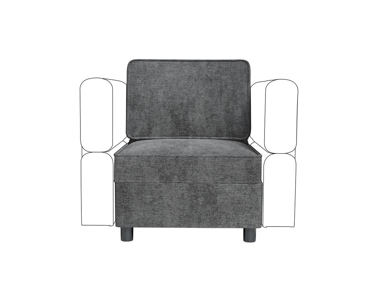 gaomon Chenille Single Seater, Middle Modular with Storage for Modular Sectional Sofa, 90°-180° Adjustable Backrest, Single Sofa for Section