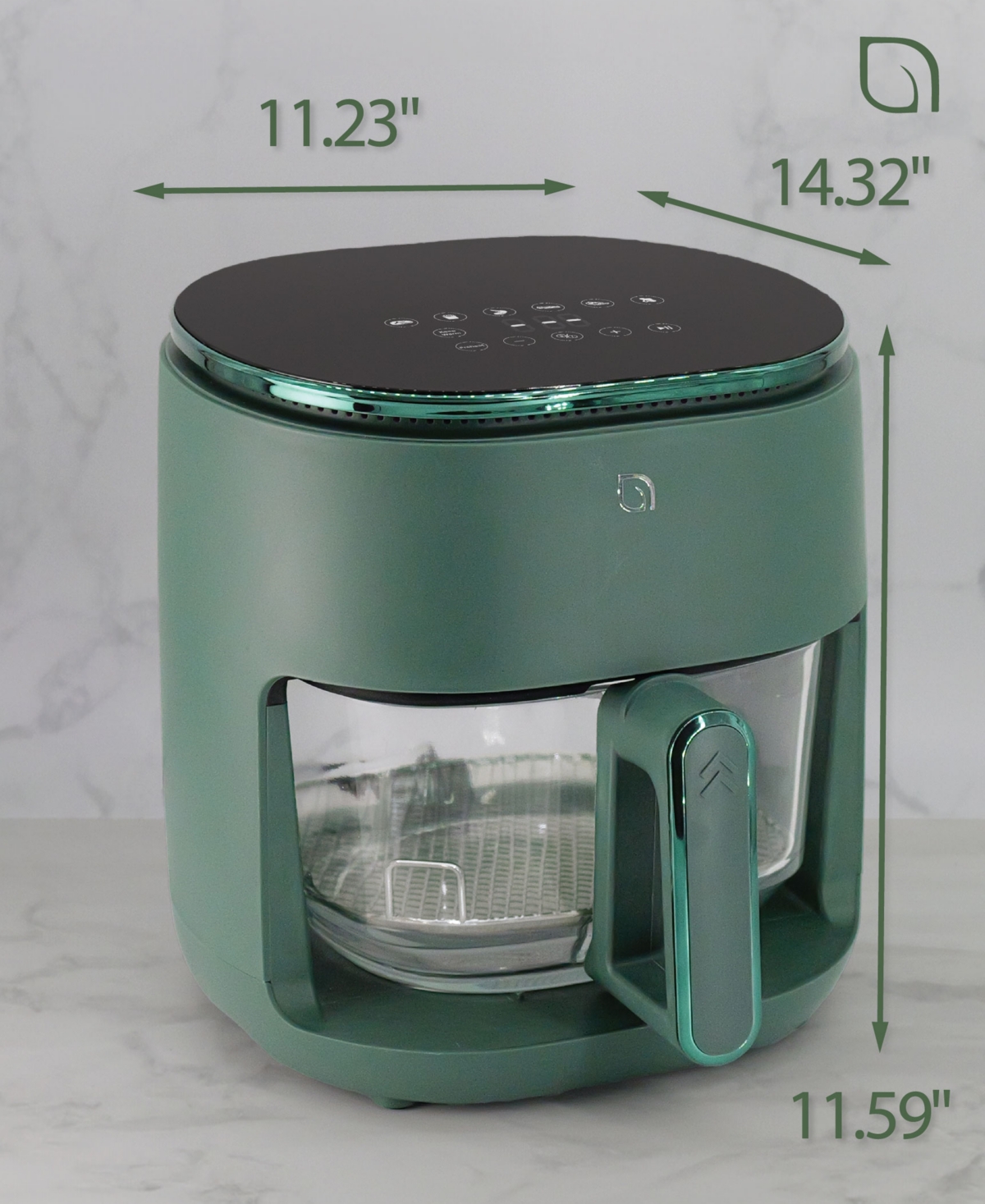 Willow Kitchen 5QT Digital Glass Air Fryer - Self-Cleaning, Digital Touch Screen, Healthier Frying, Watch Your Food Cook
