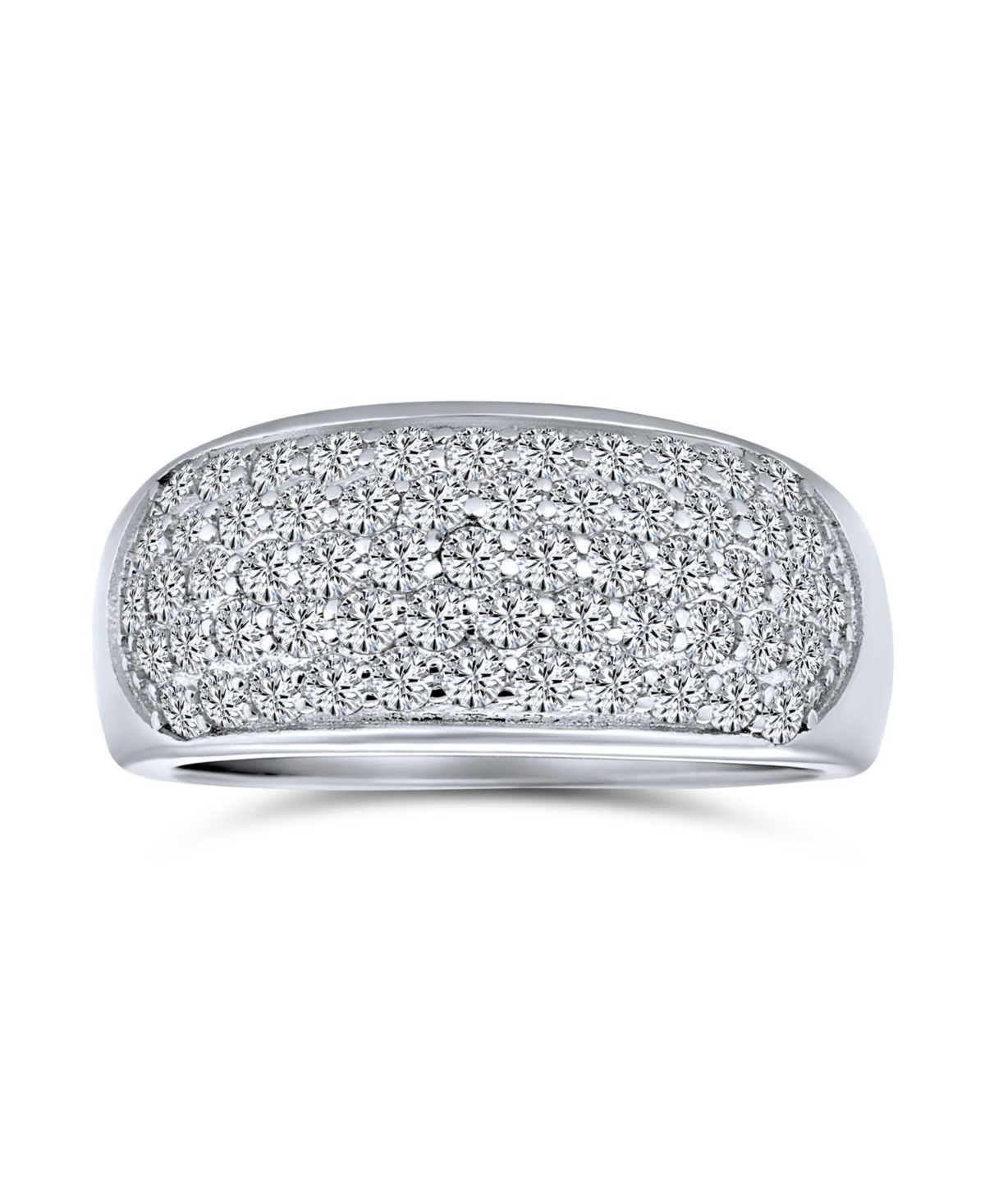 Bling Jewelry Micro Pave Aaa Cubic Zirconia Cocktail Anniversary Wide Cz Pave Anniversary Statement 1/2 Eternity Dome Wedding Band Ring For Women .925
