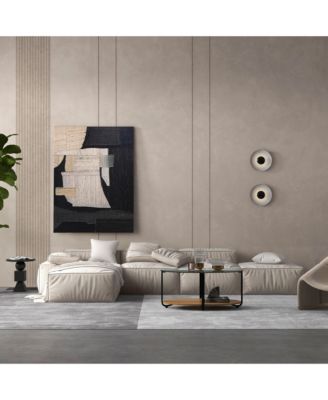 Glass-Top Coffee Table 2-Tier Modern Oval Side Sofa Table w/ Storage Shelf