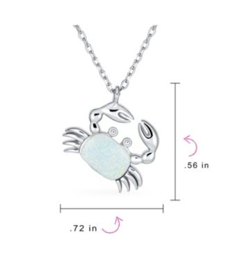 Nautical White Opal Crab Stud Earrings and Pendant Necklace Set Sterling Silver