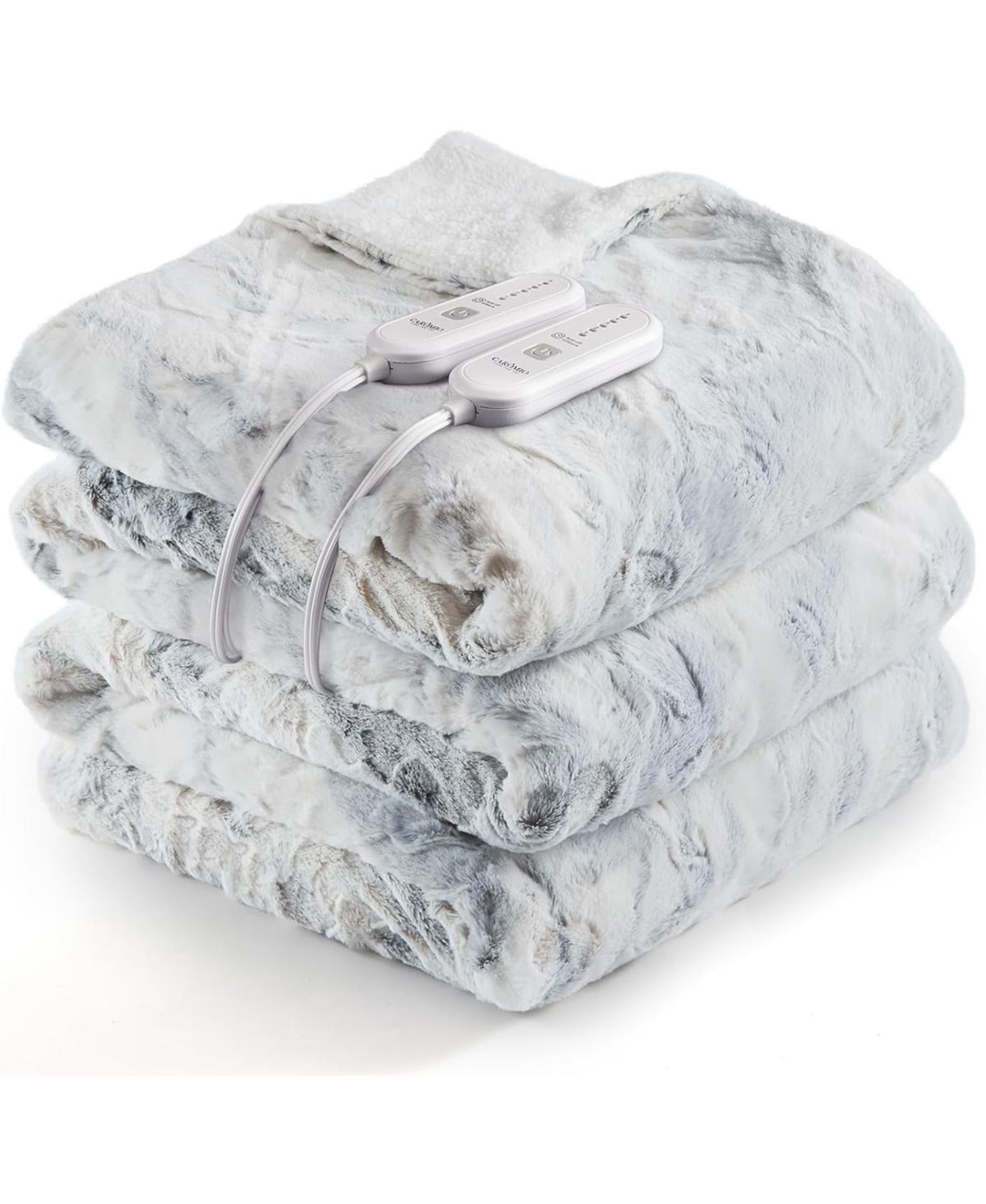 Caromio Size Tie-Dye Pv Plush Sherpa Electric Heated Blanket with Dual Control, 84