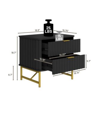 2-Drawer Nightstand with Metal Base