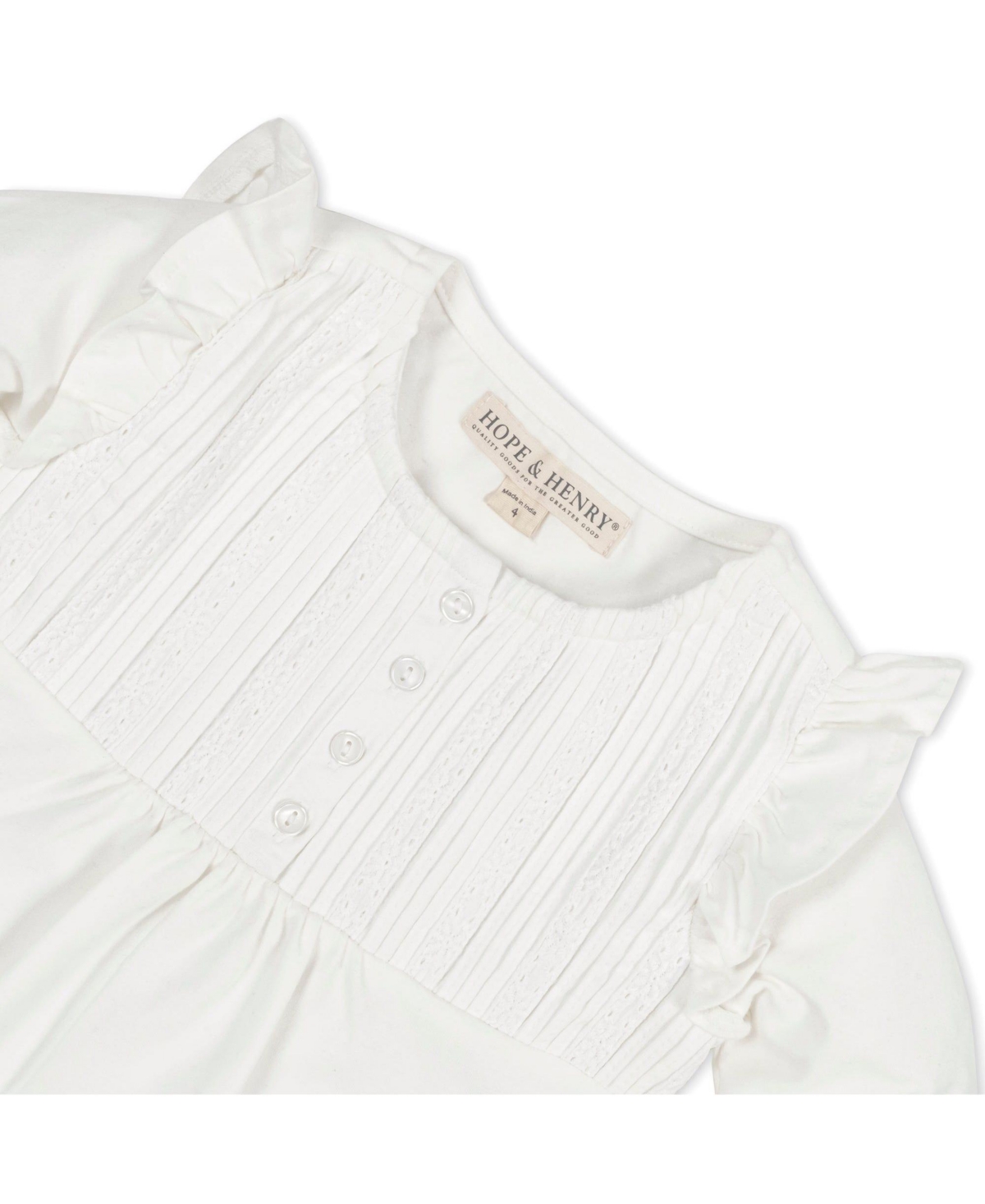 Hope & Henry Baby Girls Organic Long Sleeve Flutter Pintuck Knit Top