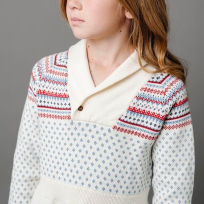 Toddler Girls Organic Shawl Collar Fair Isle Sweater Dress