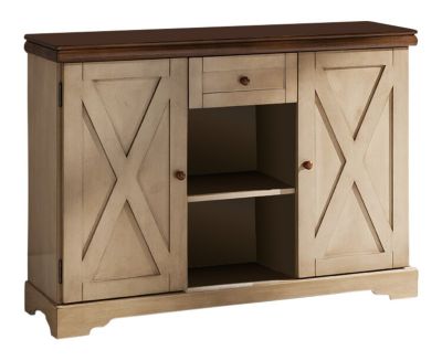 Wood Buffet Cabinet Console Table (Antique White/Walnut)