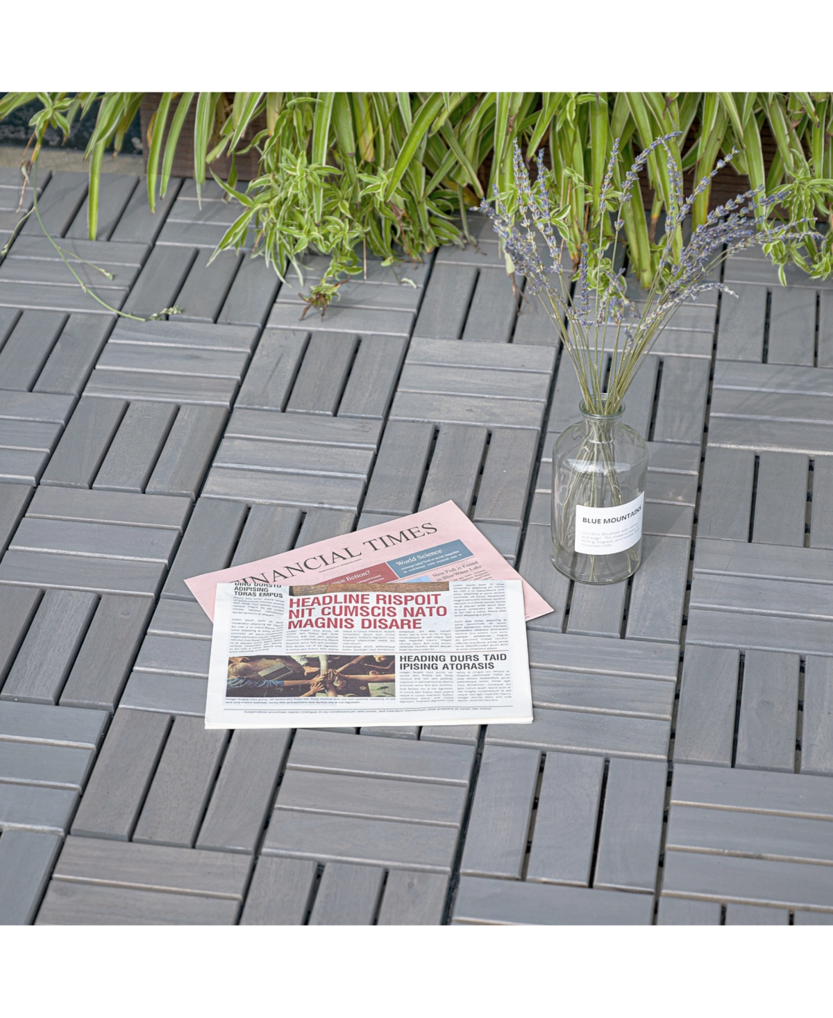 Streamdale Furniture 10 Pcs Interlocking Deck Tiles Checker Pattern, 12