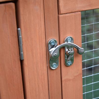Rabbit Hutch 2-Story Bunny Cage Small Animal House with Slide Out Tray, Detachable Run, for Indoor Outdoor, 61.5" x 23" x 27", Natural