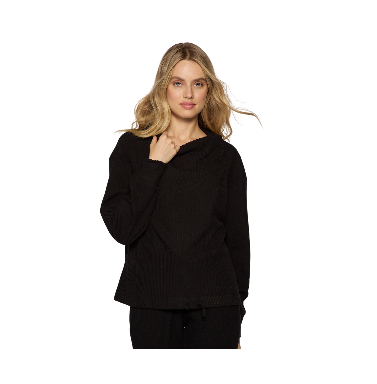 Women's G Lifestyle Rib Funnel Neck Sweatshirt - Black