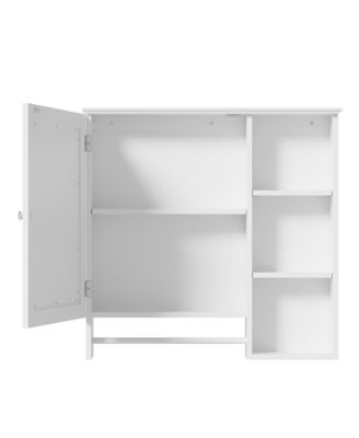 Wall Mounted Bathroom Storage Cabinet, Medicine Cabinets with large mirror door, adjustable shelves and three open storage levels(Not Include Bathroom Vanity)