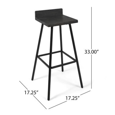 Streamdale Bidwell Acacia Wood And Iron Bar Stools With Footrests