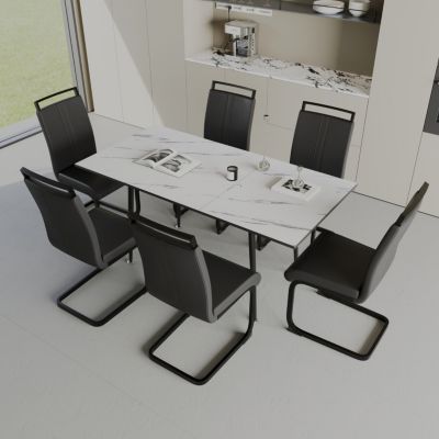 Expandable Dining Set with Cushioned Armless Chairs