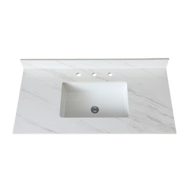 43" Marble Vanity Top with Sink and Backsplash undermount sink