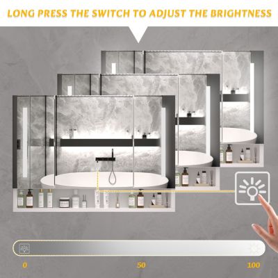 Streamdale Modern Bathroom Cabinet with Mirror, LED Lights, Storage